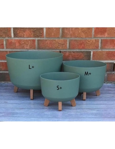 Ciotola per piante rotonda con piedini Ø39 × 27 cm opaca, 21,5 L – Verde | Töpferkönig
