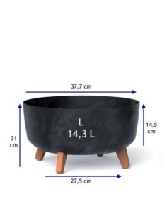 Pflanzschale rund mit Füßen Ø38 × 21 cm Beton-Optik, 14,3 L – Beton Anthrazit | Töpferkönig 2
