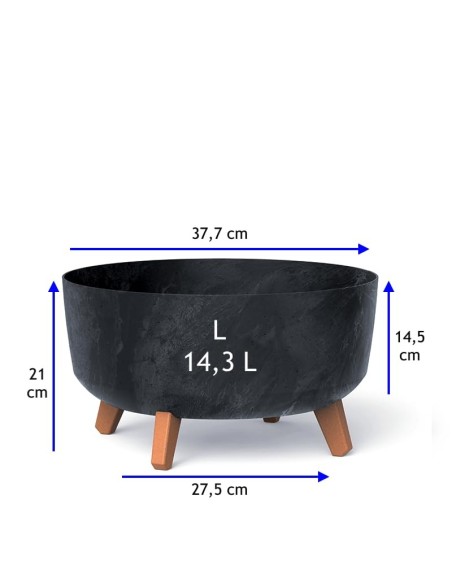 Vasque ronde sur pieds Ø38 × 21 cm aspect béton, 14,3 L – Béton anthracite | Töpferkönig