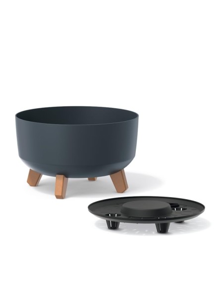 Cuenco para plantas redondo con patas Ø38 × 21 cm efecto hormigón, 14,3 L – Antracita hormigón | Töpferkönig
