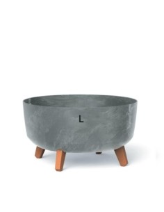 Ciotola per piante rotonda con piedini Ø38 × 21 cm effetto cemento, 14,3 L – Grigio cemento | Töpferkönig
