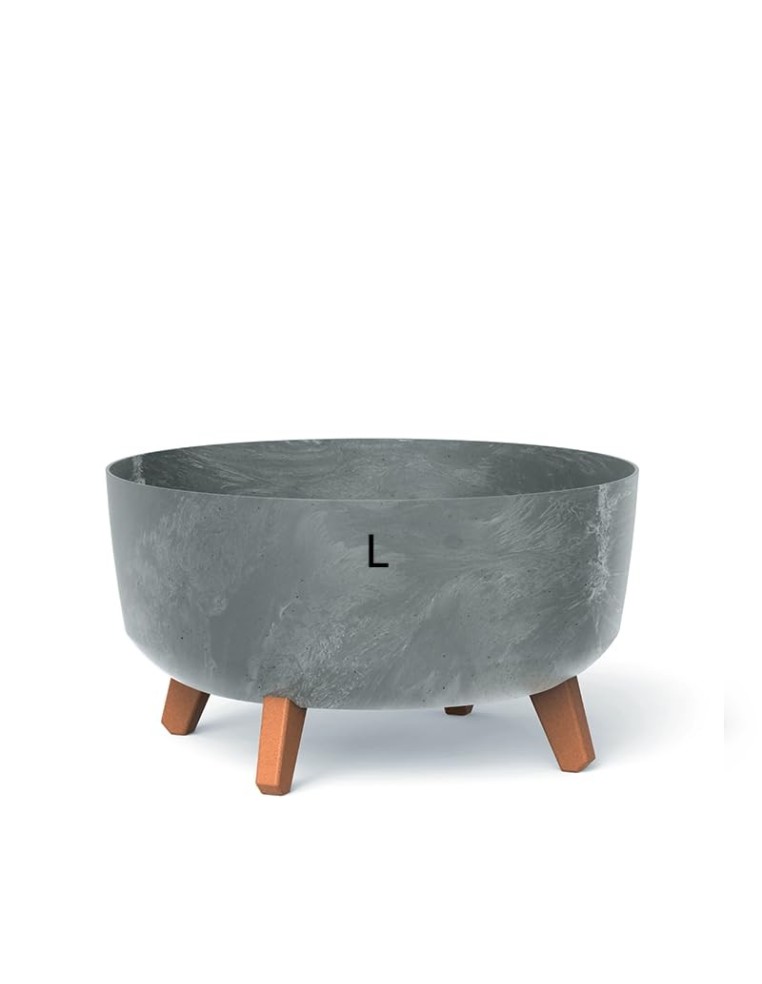 Cuenco para plantas redondo con patas Ø38 × 21 cm efecto hormigón, 14,3 L – Gris hormigón | Töpferkönig