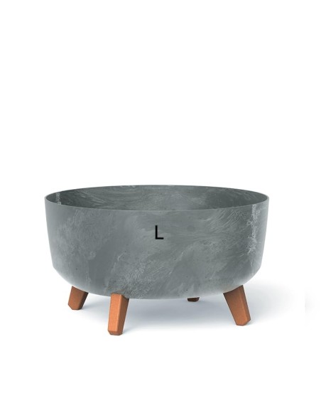 Ciotola per piante rotonda con piedini Ø38 × 21 cm effetto cemento, 14,3 L – Grigio cemento | Töpferkönig