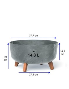 Ciotola per piante rotonda con piedini Ø38 × 21 cm effetto cemento, 14,3 L – Grigio cemento | Töpferkönig 2