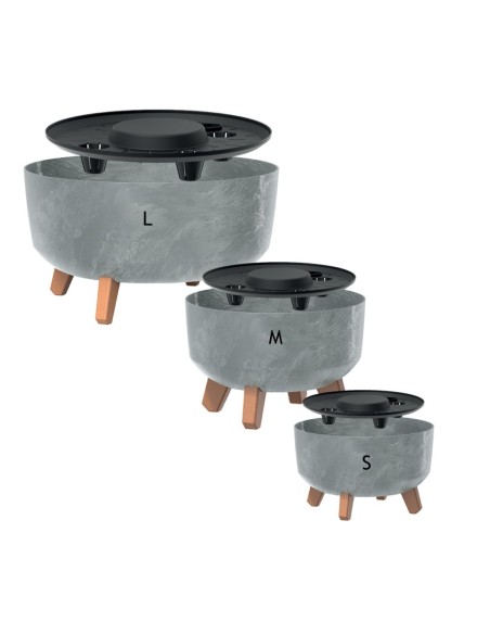 Cuenco para plantas redondo con patas Ø38 × 21 cm efecto hormigón, 14,3 L – Gris hormigón | Töpferkönig