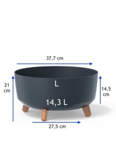 Cuenco para plantas redondo con patas Ø38 × 21 cm mate, 14,3 L – Antracita | Töpferkönig 2