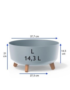 Pflanzschale rund mit Füßen Ø38 × 21 cm Matt, 14,3 L – Grau | Töpferkönig 2