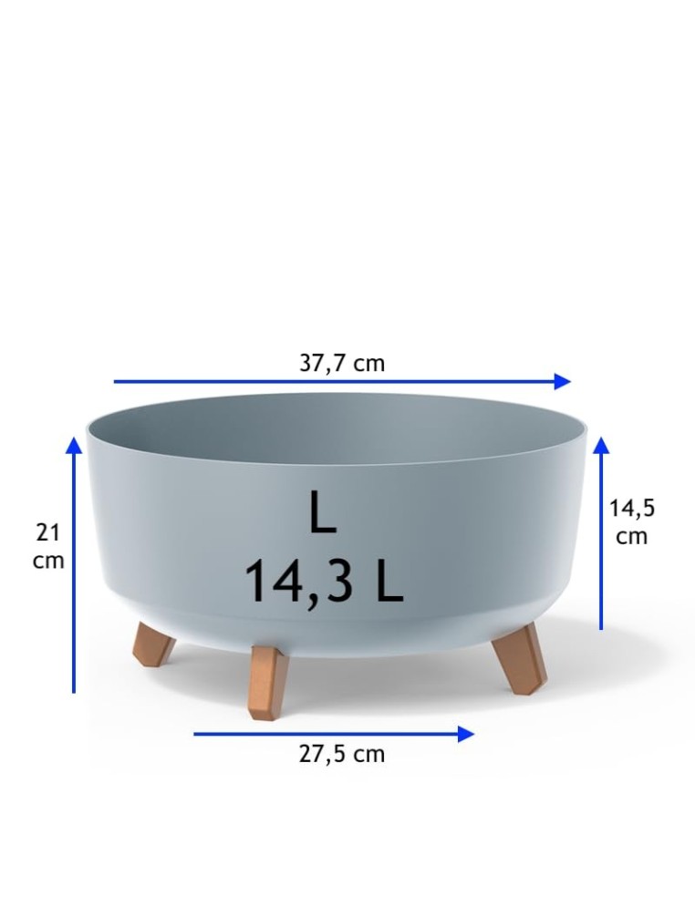 Plantenschaal rond op pootjes Ø38 × 21 cm mat, 14,3 L – Grijs | Töpferkönig
