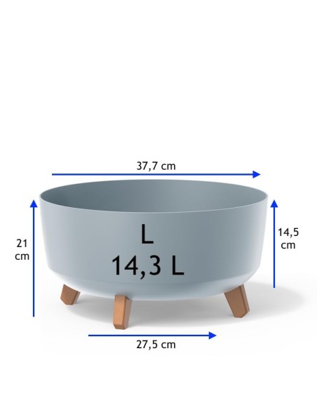 Plantenschaal rond op pootjes Ø38 × 21 cm mat, 14,3 L – Grijs | Töpferkönig