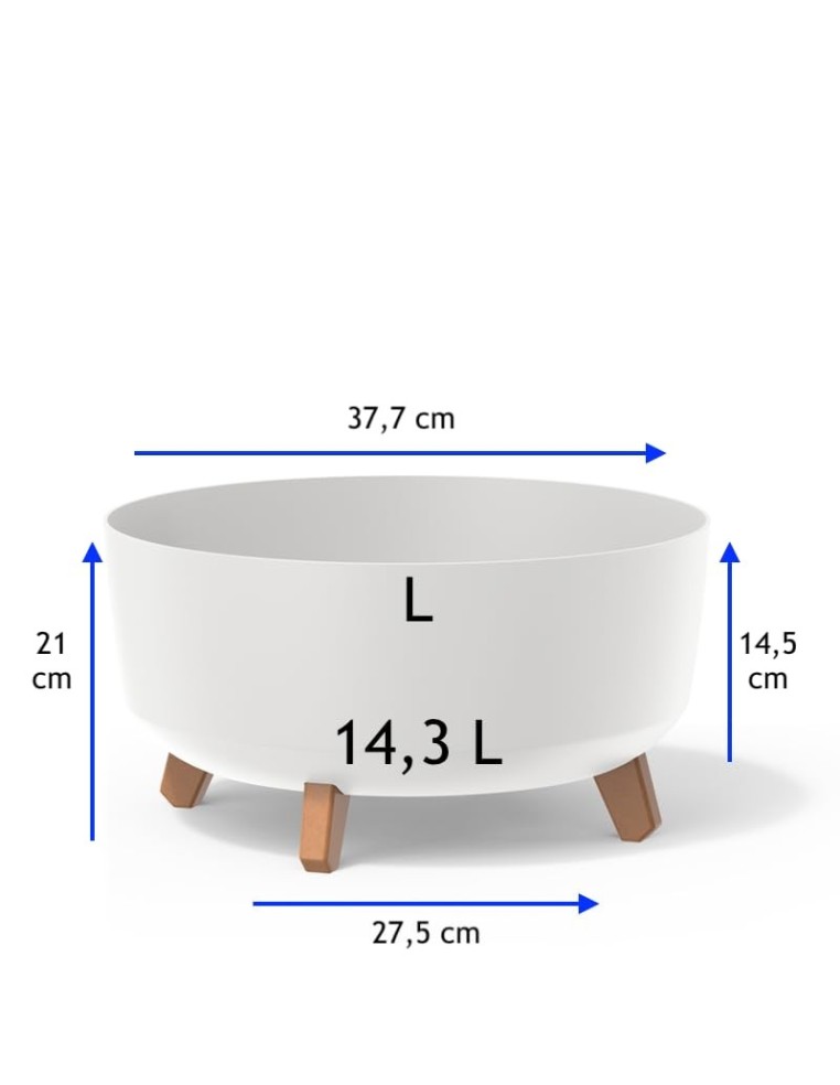 Plantenschaal rond op pootjes Ø38 × 21 cm mat, 14,3 L – Wit | Töpferkönig