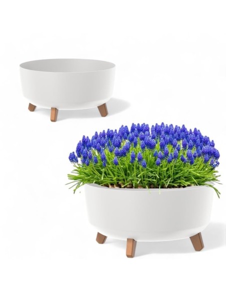 Cuenco para plantas redondo con patas Ø38 × 21 cm mate, 14,3 L – Blanco | Töpferkönig