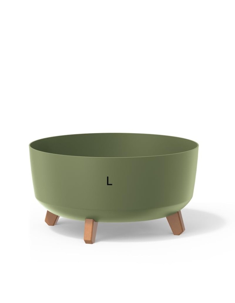 Cuenco para plantas redondo con patas Ø38 × 21 cm mate, 14,3 L – Verde | Töpferkönig