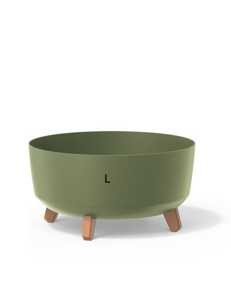 Pflanzschale rund mit Füßen Ø38 × 21 cm Matt, 14,3 L – Grün | Töpferkönig