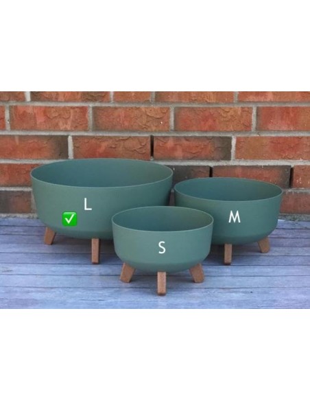 Pflanzschale rund mit Füßen Ø38 × 21 cm Matt, 14,3 L – Grün | Töpferkönig