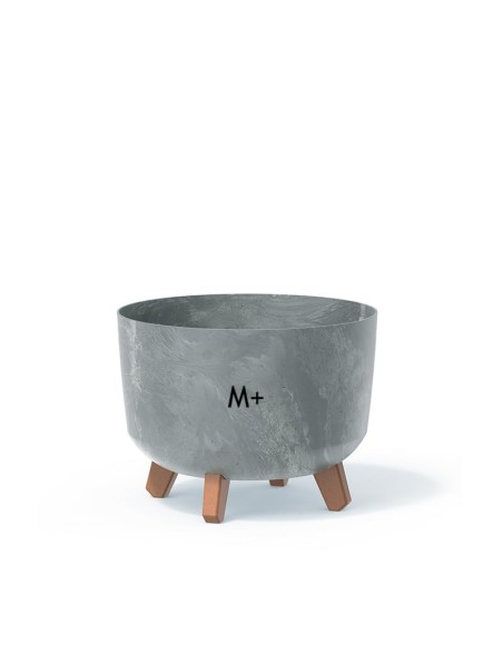 Pflanzschale rund mit Füßen Ø29 × 22 cm Beton-Optik, 9,8 L – Beton Grau | Töpferkönig