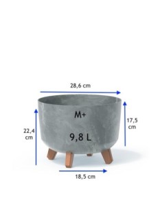 Pflanzschale rund mit Füßen Ø29 × 22 cm Beton-Optik, 9,8 L – Beton Grau | Töpferkönig 2