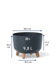 Vasque ronde sur pieds Ø29 × 22 cm mate, 9,8 L – Anthracite | Töpferkönig 2