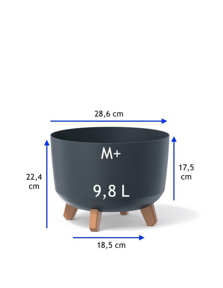 Plantenschaal rond op pootjes Ø29 × 22 cm mat, 9,8 L – Antraciet | Töpferkönig