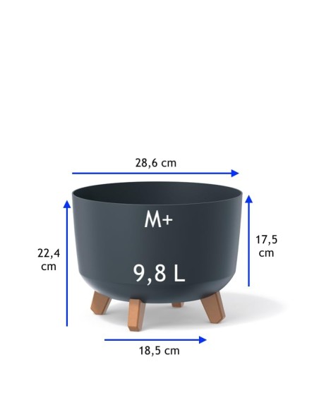 Plantenschaal rond op pootjes Ø29 × 22 cm mat, 9,8 L – Antraciet | Töpferkönig