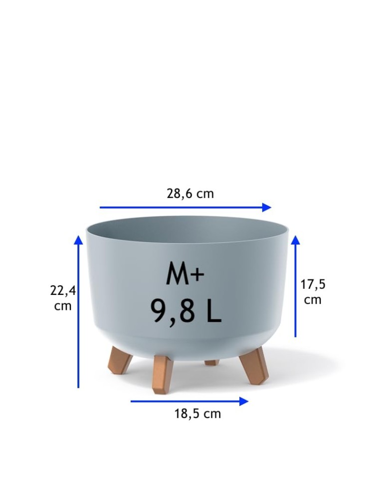 Plantenschaal rond op pootjes Ø29 × 22 cm mat, 9,8 L – Grijs | Töpferkönig