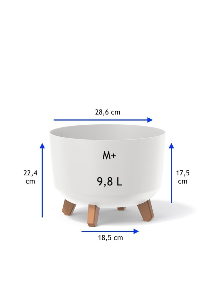 Cuenco para plantas redondo con patas Ø29 × 22 cm mate, 9,8 L – Blanco | Töpferkönig
