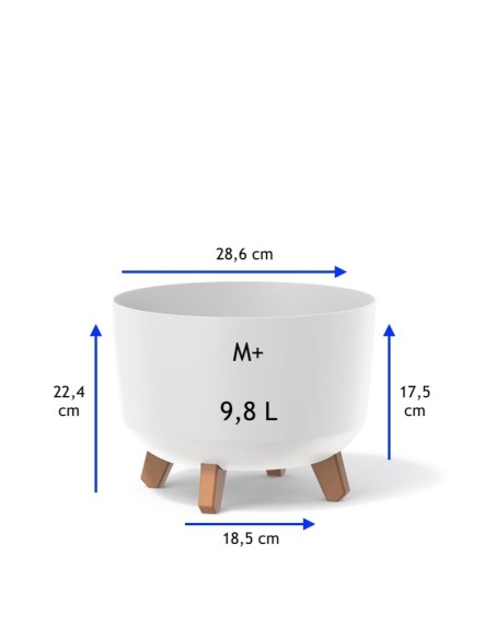 Ciotola per piante rotonda con piedini Ø29 × 22 cm opaca, 9,8 L – Bianco | Töpferkönig
