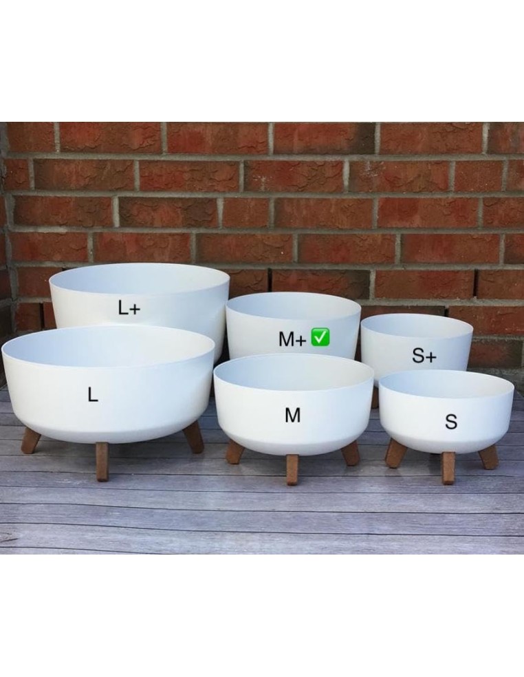 Ciotola per piante rotonda con piedini Ø29 × 22 cm opaca, 9,8 L – Bianco | Töpferkönig