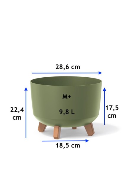 Ciotola per piante rotonda con piedini Ø29 × 22 cm opaca, 9,8 L – Verde | Töpferkönig