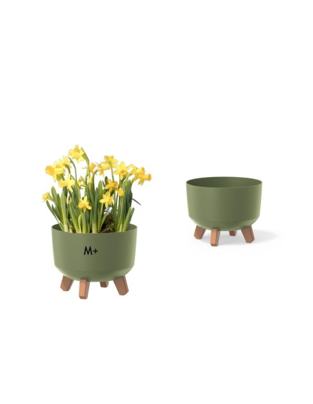 Ciotola per piante rotonda con piedini Ø29 × 22 cm opaca, 9,8 L – Verde | Töpferkönig