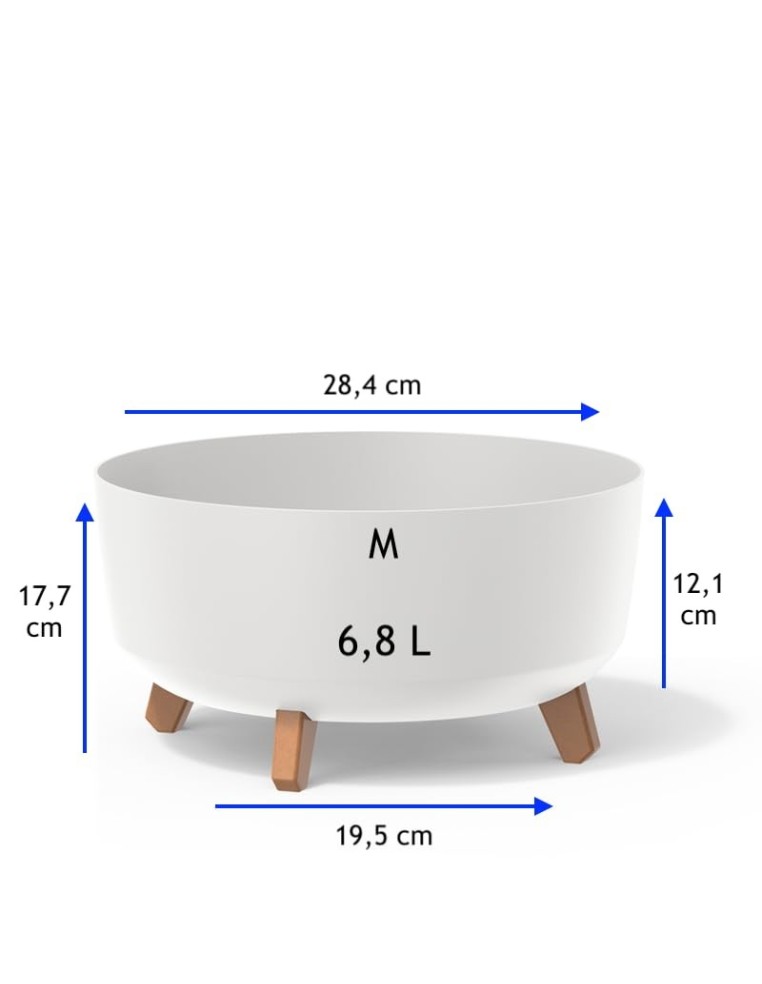 Ciotola per piante rotonda con piedini Ø28 × 18 cm opaca, 6,8 L – Bianco | Töpferkönig