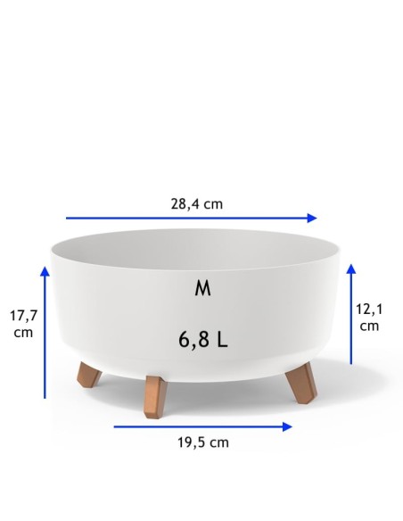 Cuenco para plantas redondo con patas Ø28 × 18 cm mate, 6,8 L – Blanco | Töpferkönig