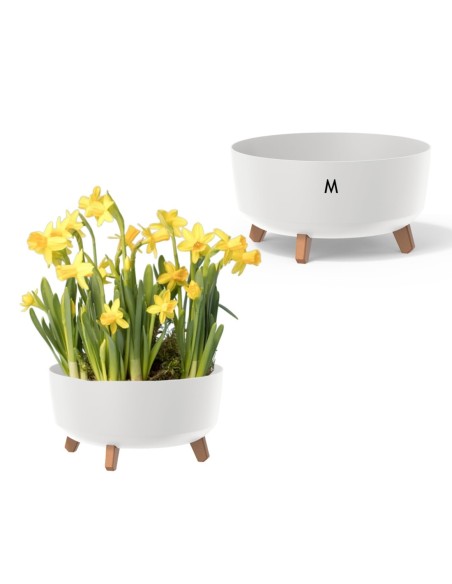 Ciotola per piante rotonda con piedini Ø28 × 18 cm opaca, 6,8 L – Bianco | Töpferkönig