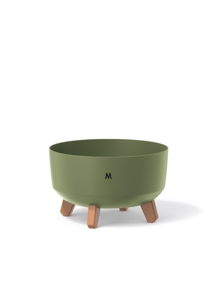 Cuenco para plantas redondo con patas Ø28 × 18 cm mate, 6,8 L – Verde | Töpferkönig