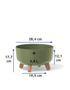 Pflanzschale rund mit Füßen Ø28 × 18 cm Matt, 6,8 L – Grün | Töpferkönig 2