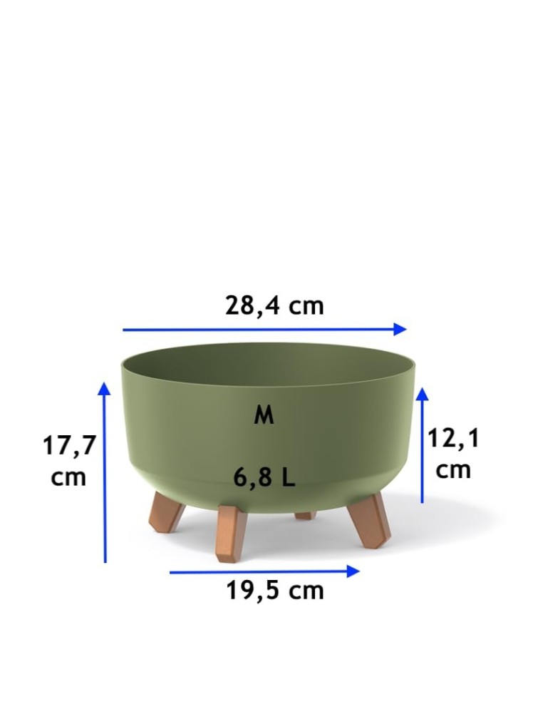 Plantenschaal rond op pootjes Ø28 × 18 cm mat, 6,8 L – Groen | Töpferkönig
