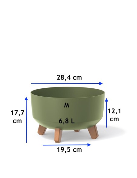 Ciotola per piante rotonda con piedini Ø28 × 18 cm opaca, 6,8 L – Verde | Töpferkönig