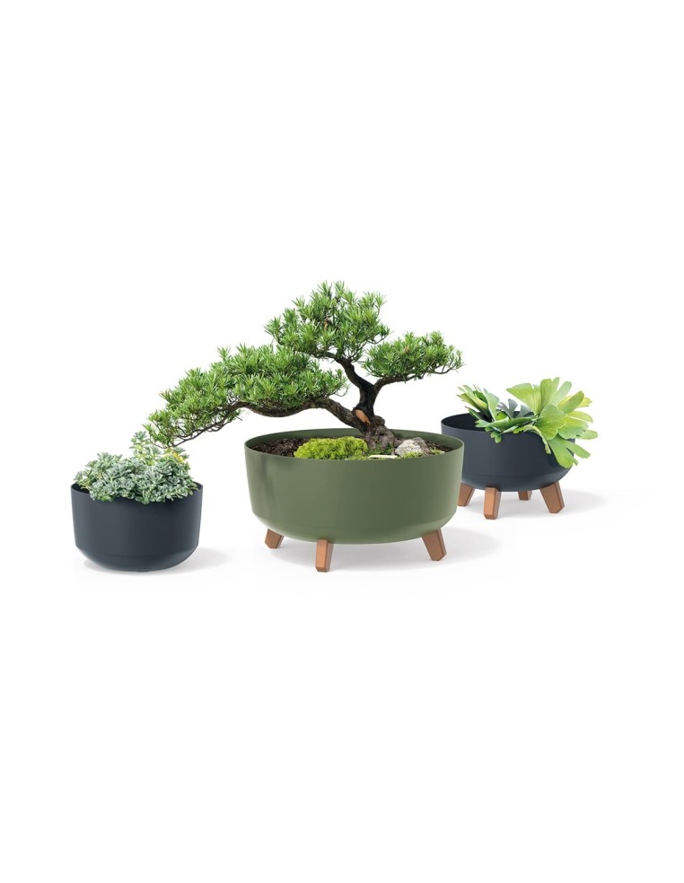 Ciotola per piante rotonda con piedini Ø28 × 18 cm opaca, 6,8 L – Verde | Töpferkönig