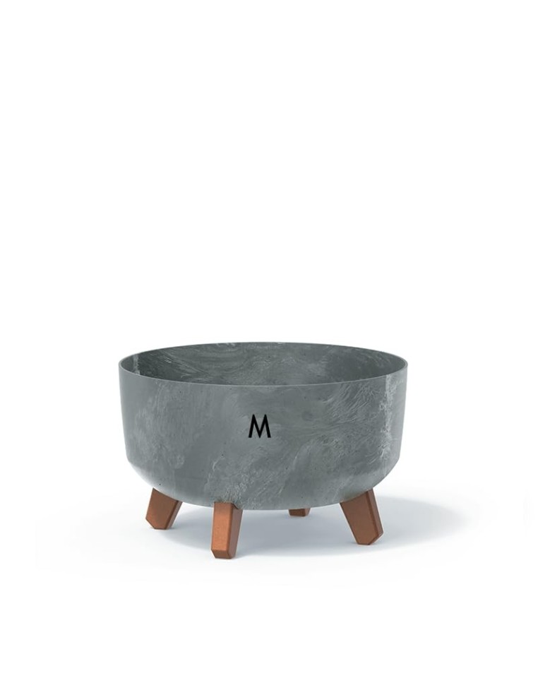 Plantenschaal rond op pootjes Ø28 × 18 cm betonlook, 6,8 L – Betongrijs | Töpferkönig