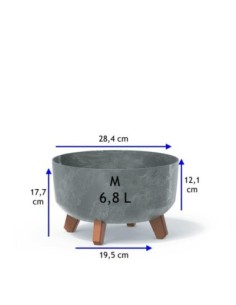 Ciotola per piante rotonda con piedini Ø28 × 18 cm effetto cemento, 6,8 L – Grigio cemento | Töpferkönig 2