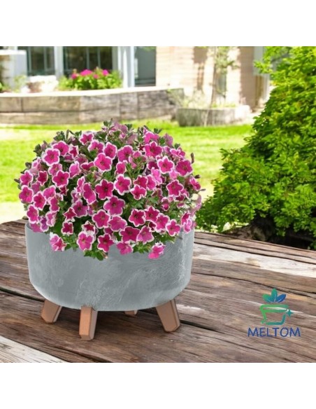Cuenco para plantas redondo con patas Ø28 × 18 cm efecto hormigón, 6,8 L – Gris hormigón | Töpferkönig