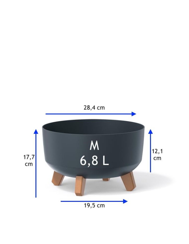 Ciotola per piante rotonda con piedini Ø28 × 18 cm opaca, 6,8 L – Antracite | Töpferkönig