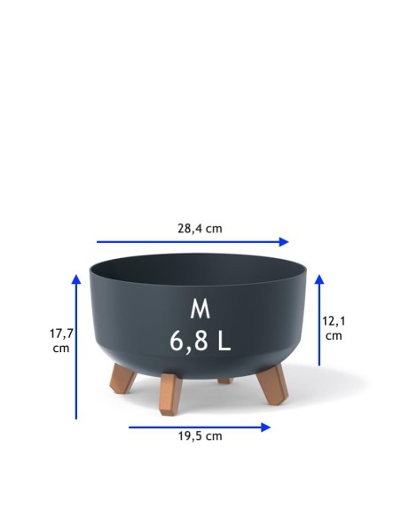 Cuenco para plantas redondo con patas Ø28 × 18 cm mate, 6,8 L – Antracita | Töpferkönig
