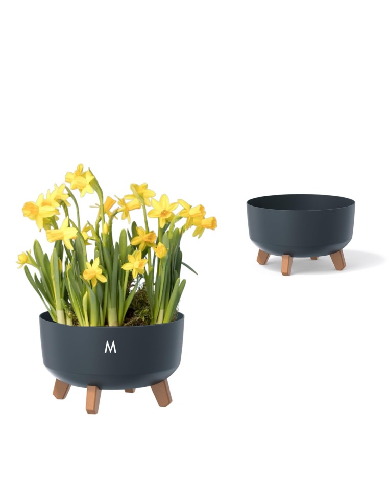 Cuenco para plantas redondo con patas Ø28 × 18 cm mate, 6,8 L – Antracita | Töpferkönig