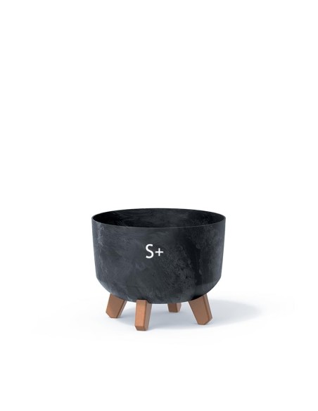 Cuenco para plantas redondo con patas Ø24 × 19 cm efecto hormigón, 5,1 L – Antracita hormigón | Töpferkönig
