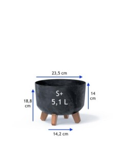 Plantenschaal rond op pootjes Ø24 × 19 cm betonlook, 5,1 L – Betonantraciet | Töpferkönig 2