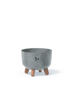 Ciotola per piante rotonda con piedini Ø24 × 19 cm effetto cemento, 5,1 L – Grigio cemento | Töpferkönig