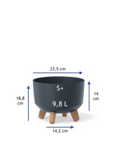 Vasque ronde sur pieds Ø24 × 19 cm mate, 5,1 L – Anthracite | Töpferkönig 2