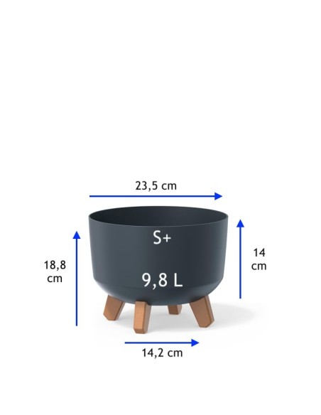 Cuenco para plantas redondo con patas Ø24 × 19 cm mate, 5,1 L – Antracita | Töpferkönig
