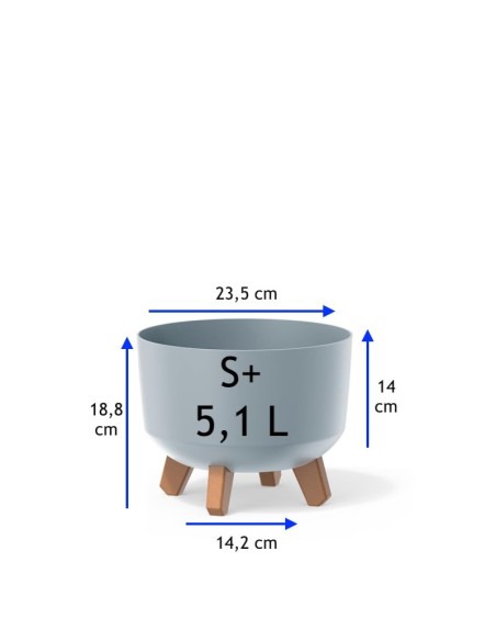 Pflanzschale rund mit Füßen Ø24 × 19 cm Matt, 5,1 L – Grau | Töpferkönig