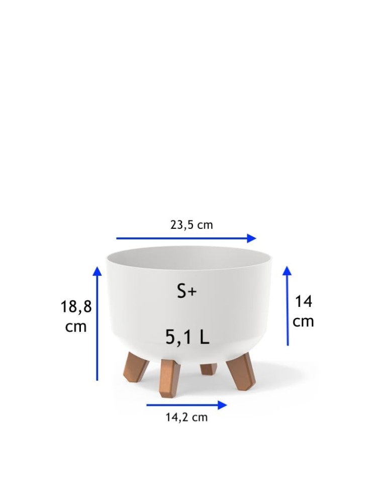 Vasque ronde sur pieds Ø24 × 19 cm mate, 5,1 L – Blanc | Töpferkönig